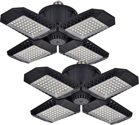 120W Super Bright LED Garage Ceiling Lights Deformable - IP65 Waterproof Dusk to Dawn LED UFO High Bay Light Fixture - Tribright 6000K 15,000 Lumens E26 for Commercial Warehouse Workshop Wet Location