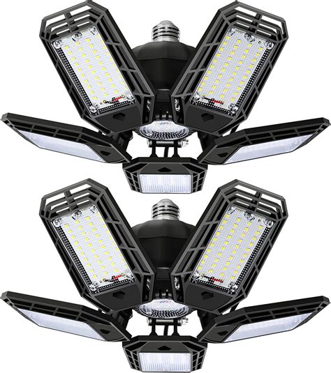 120W Super Bright LED Garage Ceiling Lights Deformable - IP65 Waterproof Dusk to Dawn LED UFO High Bay Light Fixture - Tribright 6000K 15,000 Lumens E26 for Commercial Warehouse Workshop Wet Location