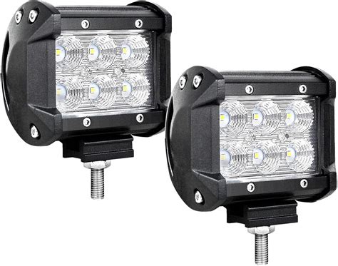 2pcs 4 Inch 18W LED Work Light Pods & Front A-Pillar Roll Bar Mounting Bracket w/Wiring Kit Compatible with Kawasaki Teryx Teryx4 and Honda Pilot 400 Pioneer 700 700-4 1000 1000-5