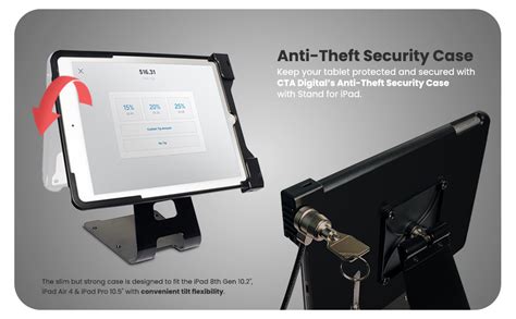 Buy 1 get 1 🔥 Anti-Theft Case & Stand – CTA Solid Metal Security Locking Case with 180° Angle Adjustability – Compatible with iPad 7th/ 8th/ 9th Gen 10.2”, iPad Air 3 & iPad Pro 10.5” (PAD-ASCS10)