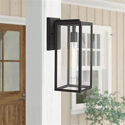 Up To 40% OFF Bestshared Outdoor Wall Lantern, 15"1-Light Exterior Wall Sconce Light Fixtures,Wall Mounted Single Light, Black Wall Lamp with Clear Glass (2 Pack)