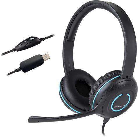 Cyber Acoustics Stereo USB Headset, in-line Controls for Volume & Mic Mute, Noise Cancelling Mic & Flexible Boom for PC & Mac, Perfect for Classroom, Home or Office (AC-6012)