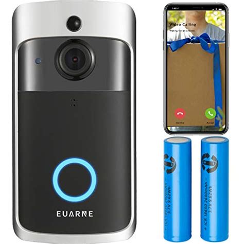 EUARNE WiFi Video Doorbell Wireless Door Security Battery Camera, PIR Motion Detection, Night Vision 1080P Two-Way Audio, Only Works with 2.4GHz WiFi