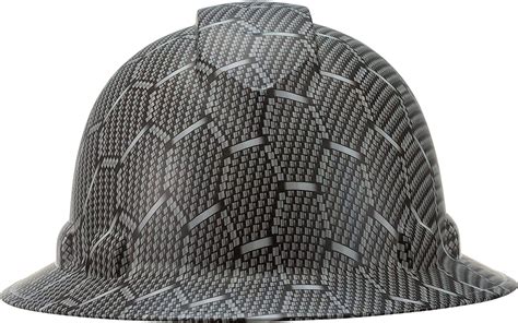 Full Brim Customized Ridgeline White Hard Hat, Custom Gray Honeycomb Design Safety Helmet, With 6 Point Suspension & Chin Strap, By Acerpal