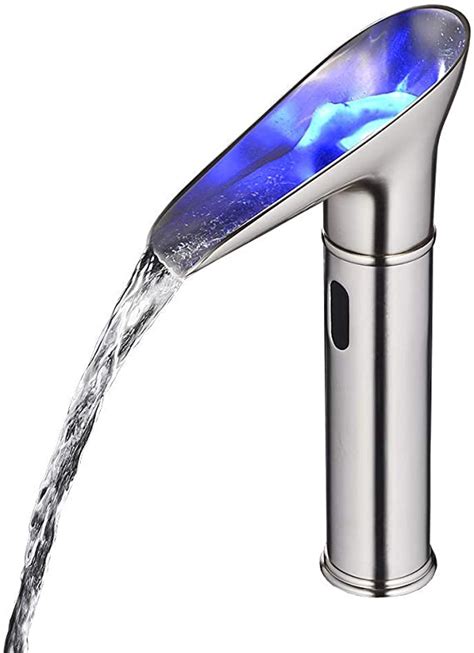 Gangang Led Automatic Touchless Sensor Waterfall Bathroom Sink Vessel Hot and Cold Faucet (waterfull B)