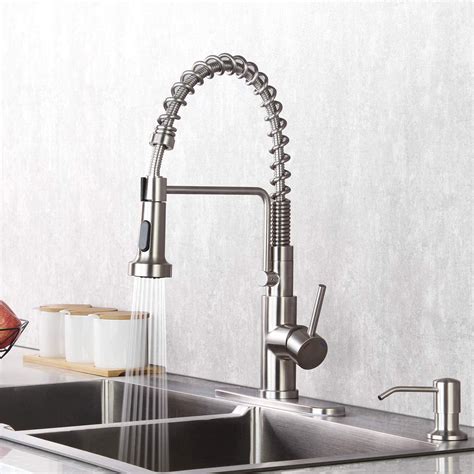 Free Shipping Offer KOKOSIRI Pull Down Kitchen Faucet with Pull Down Sprayer, Single-Handle, Magnetic Docking 2-Function Spray Head, Stainless Steel, Brushed Nickel, A2008BR-MD
