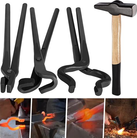 Knife Making Tongs Set Bladesmith Blacksmith Forge Tong Tools Set Vise Tools (3 Pcs)