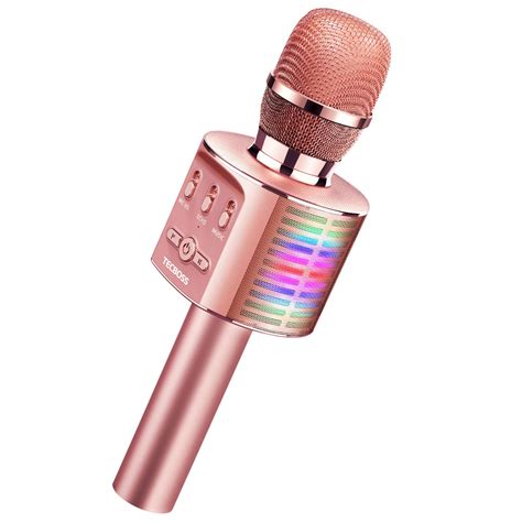 Best Cyber Monday 🔥 Lightweight Microphone Karaoke Bluetooth Microphone Flashing Lights Aluminum Alloy USB/TF Kids Microphone Karaoke Machine for iPhone/Android/iPad/Sony PC and All Smartphone (Black)