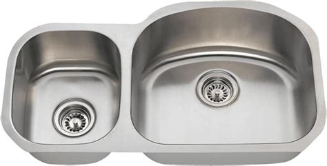 Exclusive MR Direct 501R-18 Stainless Steel Undermount 32-1/8 in. Double Bowl Kitchen Sink, 18 Gauge