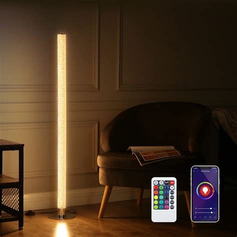 Makion Alexa WiFi LED Floor Lamp,1.7M/5.6Ft Tall Smart Lamp RGBW Modern Standing Lamp Works with Alexa, Dimmable Color Changing APP&Voice Control Cool Torchiere Lamps for Living Room,Bedrooms,Office