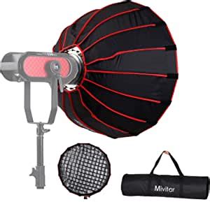 Best Deal Product Mivitar 35.4 inches/90cm Parabolic Umbrella Softbox,Quick-Setup Quick-Folding for Aputure,Falcon Eyes,Godox,FV and Other Bowen-S Mount Lights