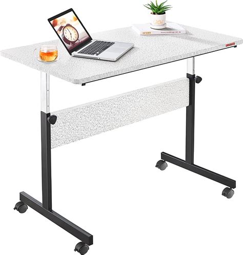 Mr IRONSTONE Height Adjustable Desk 45.7" Mobile Computer Desk Home & Office Utility Table with Rolling Wheels（Non-Automatic Adjustment） (Black)