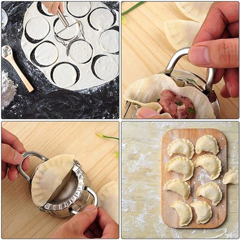 PinCute 3 Pieces Dumplings Maker, Stainless Steel Dumpling Empanadas Press Mould, Chinese Dumpling Cutter Kitchen Accessories, 2 Dumpling molds 1 Dumpling Skin maker
