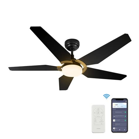 🔥 Flash Sale SMAAIR 52 Inch Smart Ceiling Fan with Dimmable Light Kit and 10-speed DC Motor, Works with Remote Control/Alexa/Google Home/Siri, Timer, Schedule (Gold/Black)