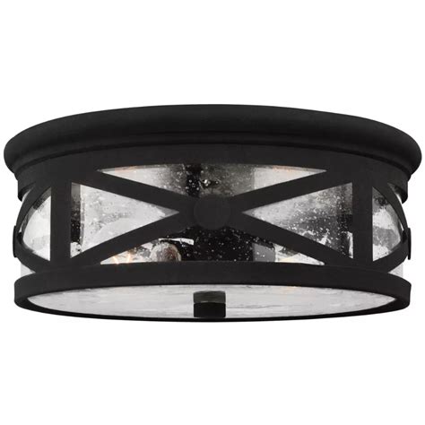 Sea Gull Lighting 7821402-71 Lakeview Two-Light Outdoor Flush Mount Ceiling Light with Clear Seeded Glass Shade, Antique Bronze Finish