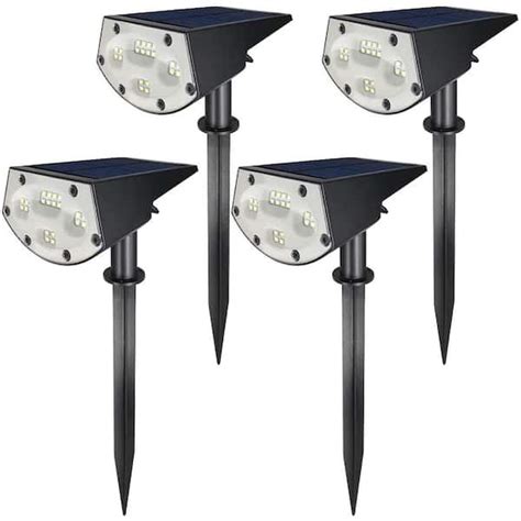 Solar Plus LE-05A 20 LED Spotlights, IP67 Waterproof Powered Wall 2-in-1 Wireless Outdoor Solar Landscaping Light for Yard Garden Driveway Porch Walkway Pool Patio, 4 Pack, White