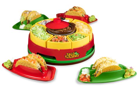 New Product Taco Holders Stand Plate Set of 4 Bonus Silicone Table Mat Premium Shell Mold Taco Tray with Convenient Handle Each Roll Holds Taco Shell Upright for Easy Filling PP Material BPA Free Microwave Safe