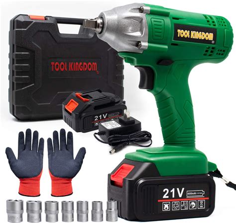 Tool Kingdom Cordless 3/8" 21V 3A Max Impact Wrench, 320N.m Max Torque with 7 sockets ZTP044