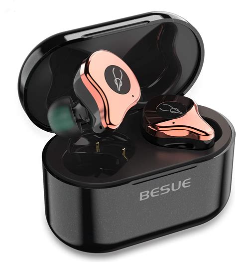 True Wireless Earbuds Bluetooth 5.0 Headphones - Besue Sabbat Deep Bass Wireless Headphones for Sport/Workout, Noise Cancelling Bluetooth Earbuds for Galaxy/iPhone/Android 30H with Wireless Charging