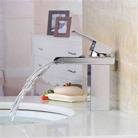 ☑ Wovier Brushed Nickel Waterfall Bathroom Sink Faucet with Supply Hoses and Drain,Single Handle Single Hole Vessel Lavatory Faucet,Basin Mixer Tap Tall Body Commercial
