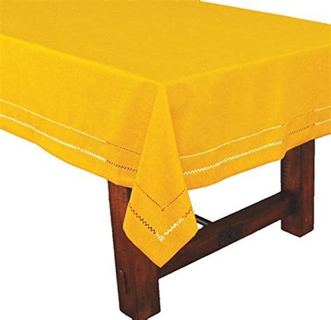 Xia Home Fashions Double Hemstitch Easy Care Tablecloth, 65 by 120-Inch, Gold