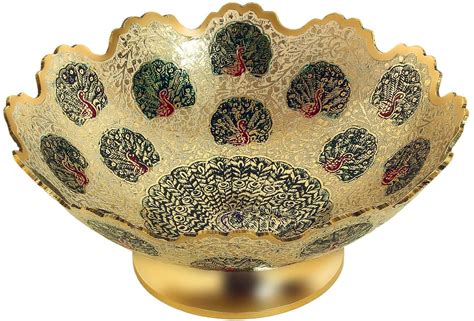 Best Cyber Deals 🔥 Zap Impex Brass Decorative Dry Fruit Bowl Multipurpose Serving Bowl Carving Work - Size- 9" Beautiful Silver Color Peacock Design Kitchenware Gift