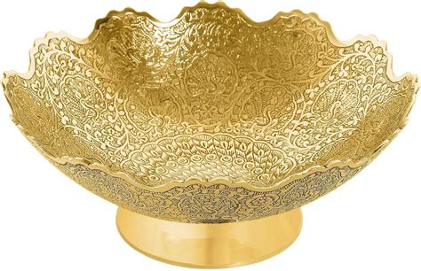 Best Cyber Deals 🔥 Zap Impex Brass Decorative Dry Fruit Bowl Multipurpose Serving Bowl Carving Work - Size- 9" Beautiful Silver Color Peacock Design Kitchenware Gift