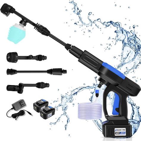 mrliance Cordless Pressure Washer 2x40V Portable Power Cleaner Cordless Pressure Washer Batteries Power Cleaner with 6 in 1 Nozzle, with Accessories 2 Batteries and Charger Included (Black)